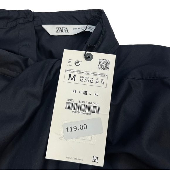 Zara Blogger Favorite Mini Dress with Knot in Midnight Navy Size M NWT - Picture 14 of 16